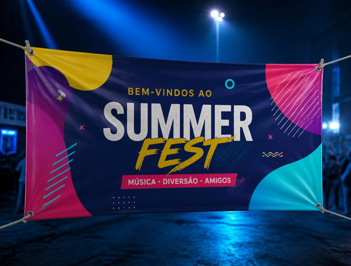 Faixa com ilhós em evento
