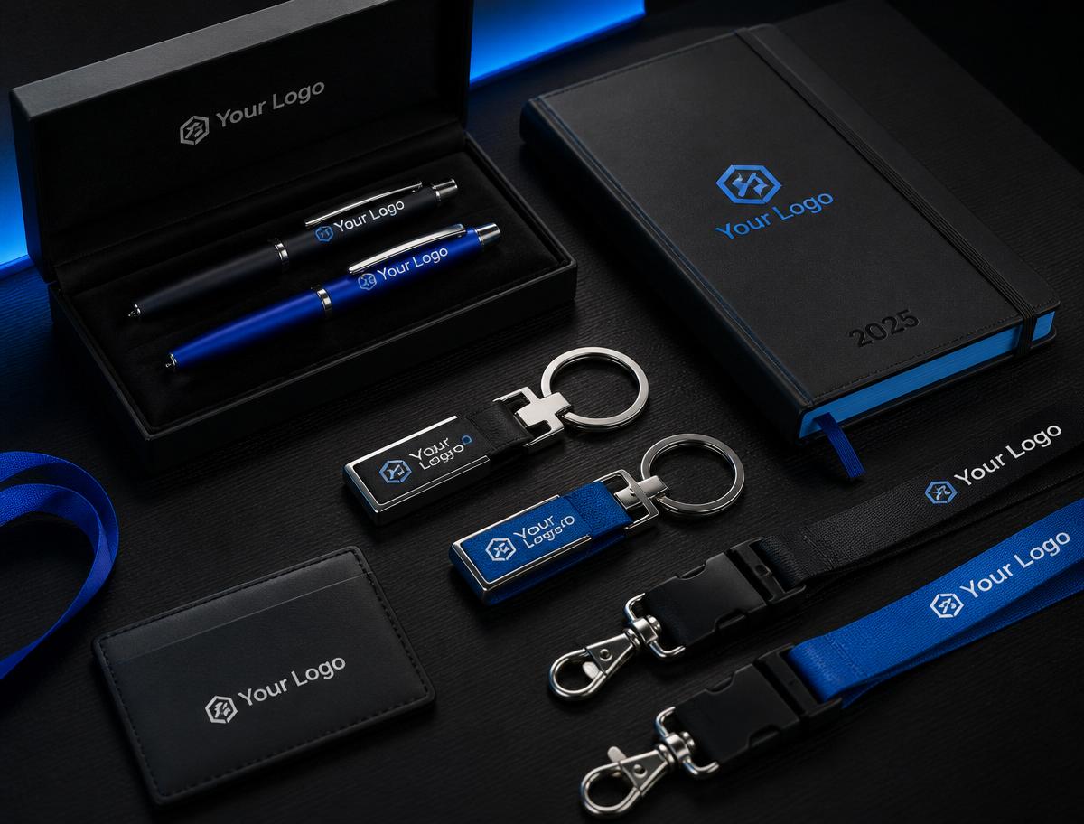 Canetas, chaveiros e agendas personalizadas